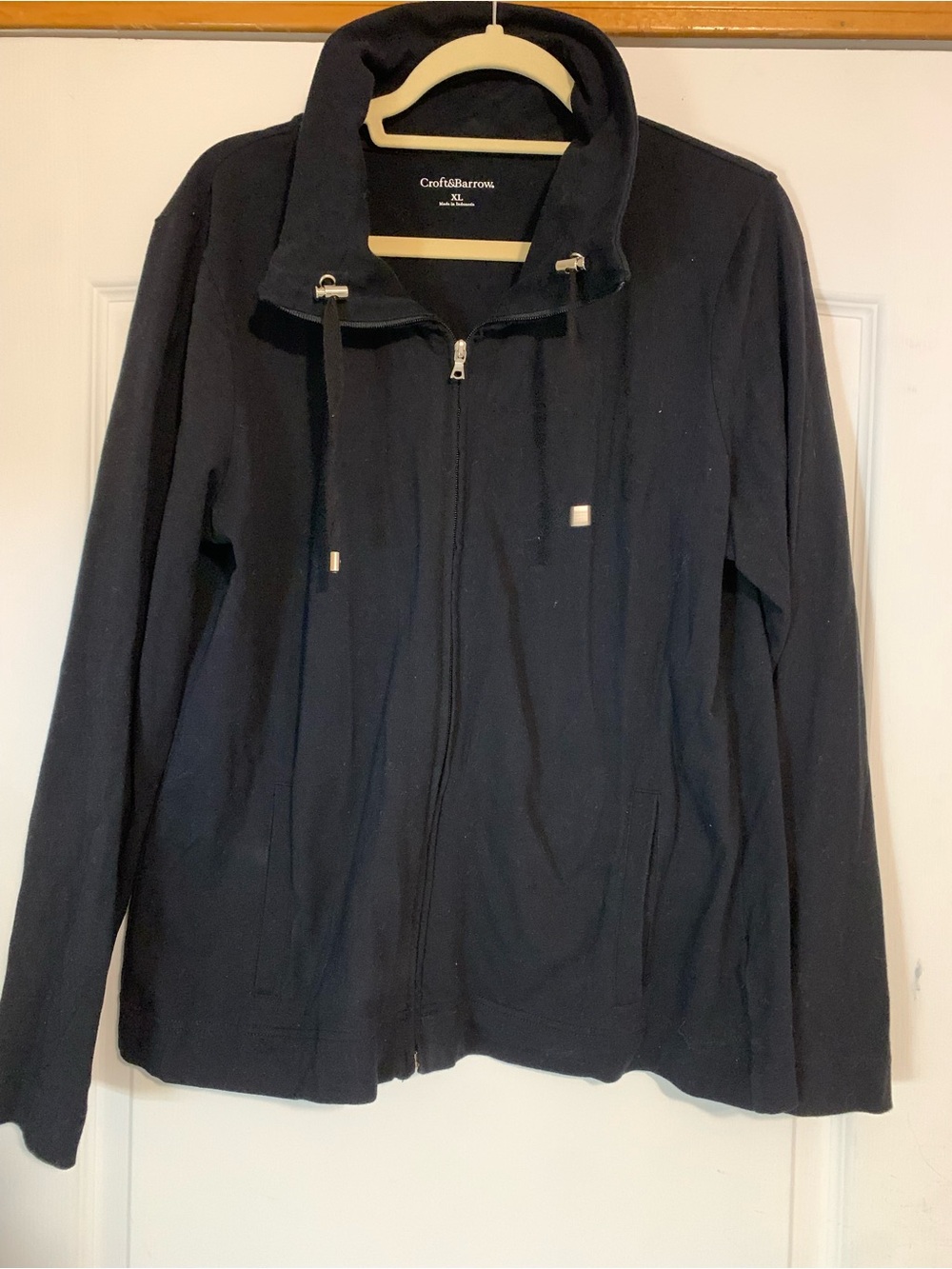 Croft & Barrow Black Zip Up Jacket XL Casual Minimal Classic Layering